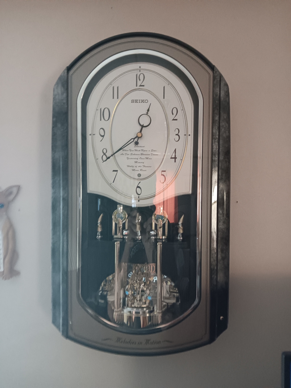 Seiko Silver-Tone Pendulum Wall Clock with White Dial